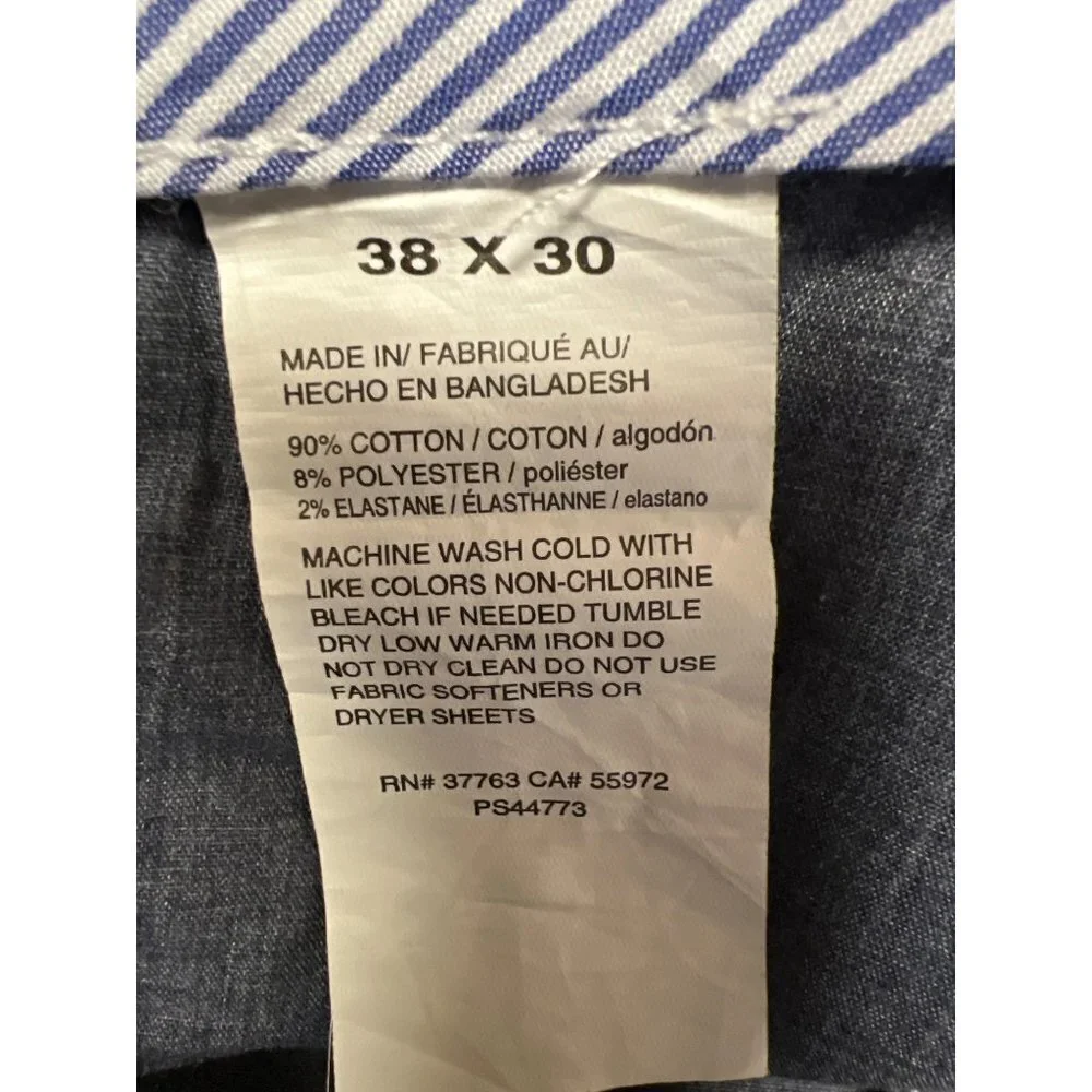 Perry Ellis Resist Spill Chino Slim Stretch Blue Men's Dress Pants Size 38